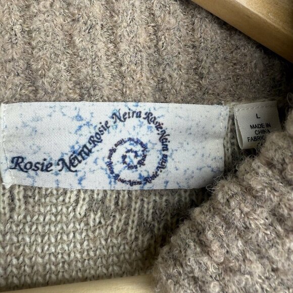 Rosie Neira Anthropologie Sweater Cardigan Chunky Women’s Sz L Boho Jacket - Picture 3 of 9